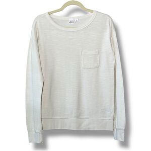 GAP Women’s Casual Off-White Long Sleeve Cotton Top Oversized Relaxed Fit Tee, S